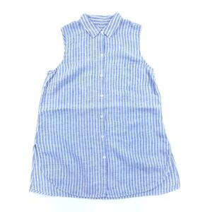J. Jill‎ Womens Sleeveless Button Down Tunic XS Blue White Striped Linen Top